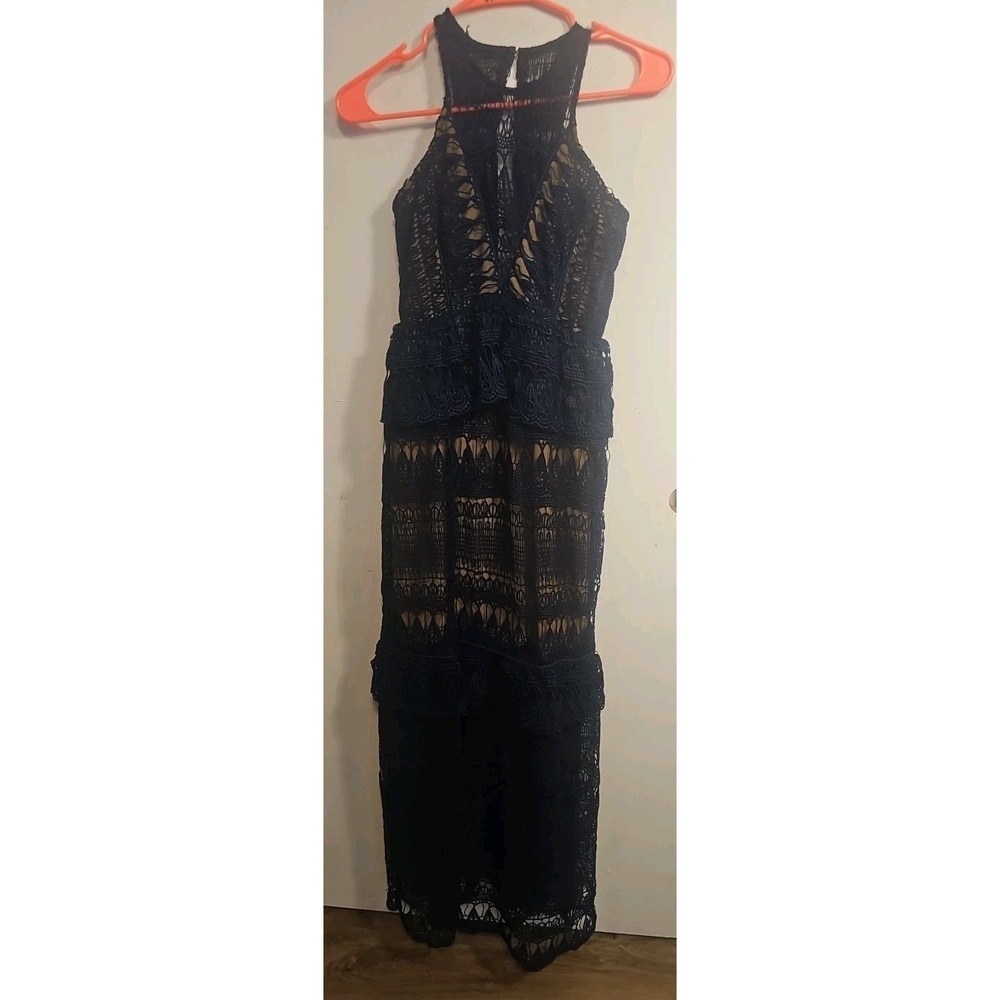 Sleeveless Halter Neck Lace Maxi Dress Xueyuanfeng like Self Portrait